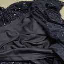 Adrianna Papell Women's Short Sleeve All Over Sequin Gown, Navy, 12