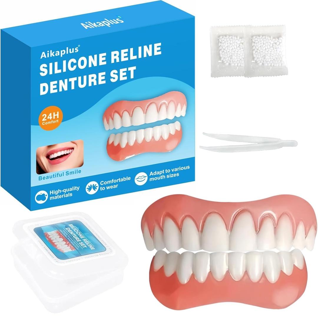 Moldable False Teeth - Silicone Dentures - Men and Veneers Teeth for Women - Upper and Lower Matching Set - Fix Your Smile within Minutes - Blue - 1PCS
