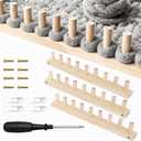 Lewhoo 55 Chunky Knitting Blanket Loom Kit,Thick Nature Wooden Loom Frame for Beginners,3 Pack DIY Throw Blankets Knitting Tool for Hand