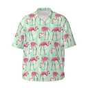 Yesad Mens Hawaiian Shirt Short Sleeve Button Down Tropical Shirts Casual Summer Beach Shirt (XL, Flamingo)