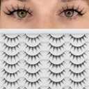 Losha Manga Lashes Fluffy Faux Mink Lashes 14 Pairs Natural False Lashes Pack Wispy Short Anime Lashes Look Like Individual Clusters (3D1009)