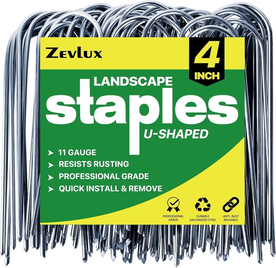 4 Inch 40 Pack 11 Gauge U - Shape Garden Stakes Set: Drip, Line & Irrigation Tubing Stakes, Galvanized Landscape Staples for Tube, Lawns, Weed Barriers, Landscape Fabrics, Irrigation Hose, Floor Mats