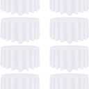 8 Pack White Round Tablecloth 90 Inch White Table Cloth Stain and Wrinkle Resistant Reusable and Washable Polyester Fabric Table Covers for Buffet Wedding Party and Banquet