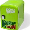 CURTIS Mountain Dew MIS134MD, Mini Portable Compact Personal Fridge Cooler, 4 Liter Capacity Chills Six 12 oz Cans, 100% Freon-Free & Eco Friendly, Lime