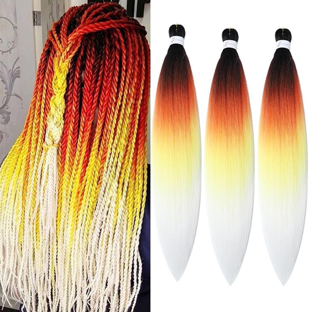 Pre Stretched Braiding Hair Extensions 30 Inch 3 Packs Crochet Twist Braids Hair High Temperature Synthetic Fiber Braid Hair Hot Water Setting30",Black-Red-Yellow-White