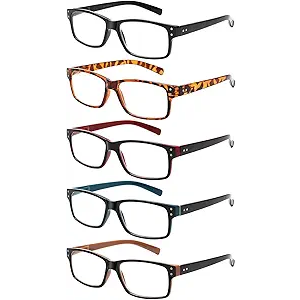 NORPERWIS Reading Glasses 5 Pairs Quality Readers Spring Hinge Glasses for Reading for Men and Women (5 Pack Mix Color, 0.75)