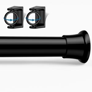 AIZESI 1PCS Spring Tension Curtain Rods 24 to 46 Inch Black Tension Rod Spring Curtains Rod Short Curtain Rods Tension Adjustable Curtain Rods for Kitchen, (With One Set Rod Holder)
