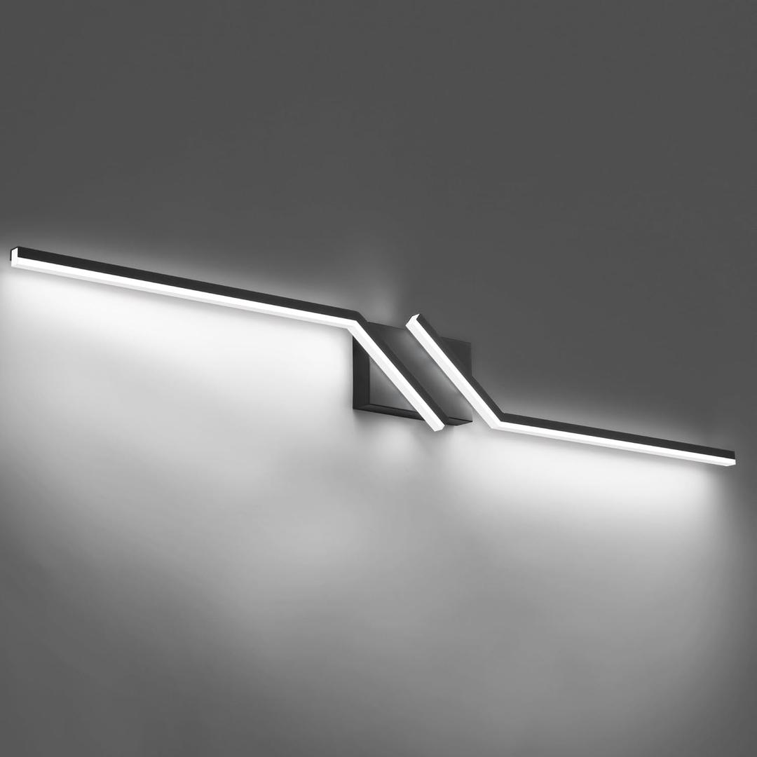 ZUZITO 48 inch Vanity Light Black - LED Modern Vanity Lights for Bathroom - Dimmable Bathroom Lights Over Mirror 6000K Cool White