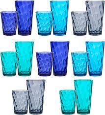 US Acrylic Optix Plastic Reusable Drinking Glasses (Set of 16) 14oz Rocks & 20oz Water Cups in Clear | BPAFree Tumblers, Made in USA | TopRack Dishwasher Safe