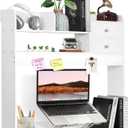 YGYQZ Wood Desk Shelf Organizer, Desk Hutch Top Only, Book Shelf for Comuputer Display Rack Storage Stand for Office, Home, Dorm (White)