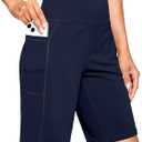 G Gradual Women's 7''/9" Bermuda Long Shorts with Pockets High Waisted Athletic Knee Length Shorts for Women Walking (Medium, Navy)