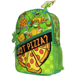 Teenage Mutant Ninja Turtles Backpack TMNT Got Pizza Travel Kids School 3D Book Bag, 17" x 3" x 13"