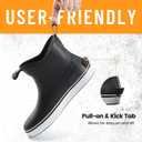 Furuian Women's Deck Boots Waterproof Ankle Rain Boots Rubber Fishing Boots Outdoor Chelsea Booties Garden Boots Work Shoes for Boating, Camping, Farming (Black) 9