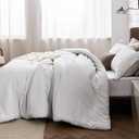 Bedsure Super King Comforter Set - Grayish White Soft Bedding for All Seasons, Cationic Dyed Bed Set, 3 Pieces, 1 Super King Size Comforter (120"x120") and 2 Pillow Shams (20"x36"+2")