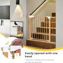 Dog Gate for Stairs, 29.5 to 40.5" Auto-Close Pet Gate with Walk Through Door, Easy Install Pressure Mounted Adjustable Pet Gates for Doorways & Hallway, Champagne, Size: 29.5-40.5"W x 30"H