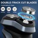 Electric Shavers for Men, 150-Min Runtime, Wet/Dry Electric Razor with Waterproof Design, Pop-Up Trimmer, Magnetic Detachable Blade Heads, LED Display, Smoothly Adheres to Sensitive Skin, Blue