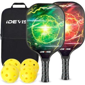 Pickleball Paddles Set of 2 USAPA Approved - Lightweight Carbon Fiber Pickleball Paddle Set for Men Women - Pickle Ball Set - 2 Rackets, 4 Balls, 1 Carry Bag for Beginners & Pros