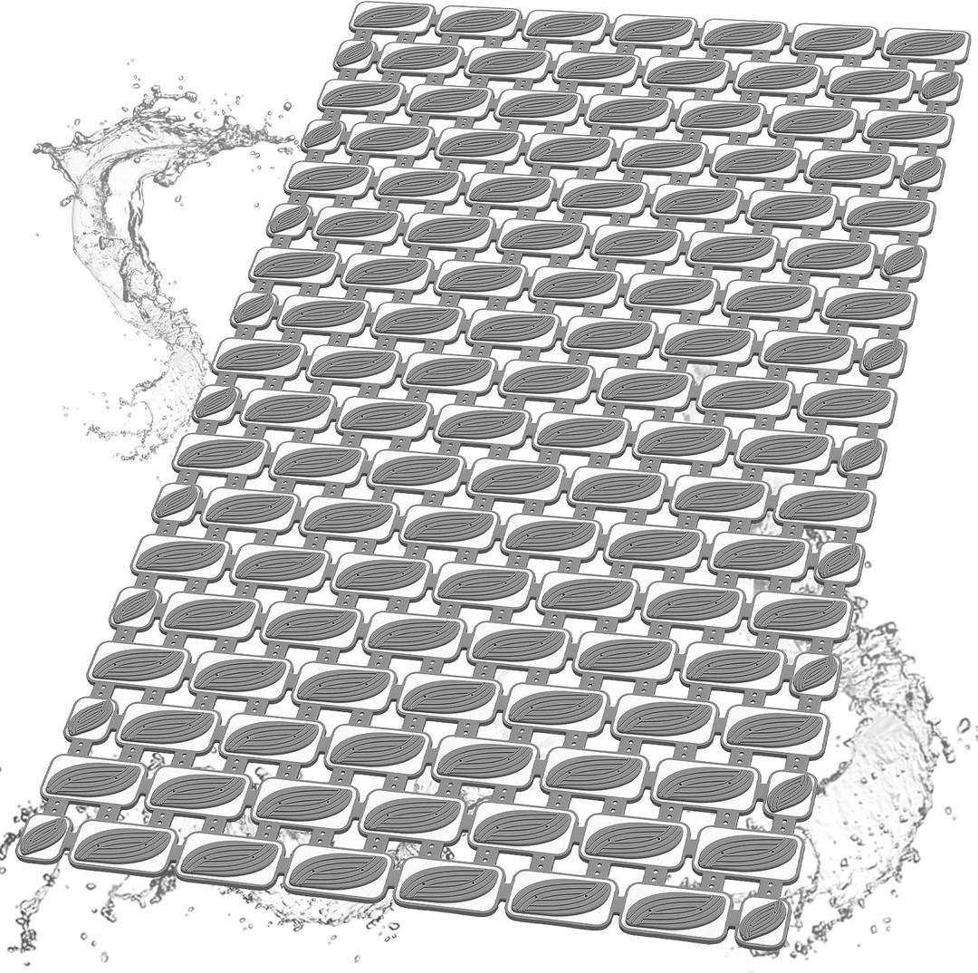 Bath Tub and Shower Mat Non Slip Bathtub Safety Mat with Powerful Suction Cups and Drain Holes, 27 x 16 Inch Soft Bathtub Mat Non Slip Bath Mat for Tub, Machine Washable, Easy to Clean, Dark Grey