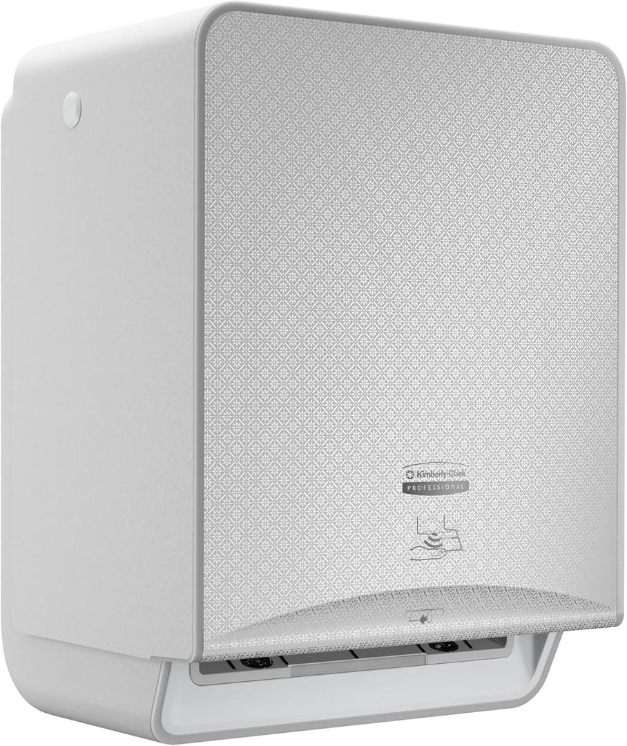 Automatic Hard Roll Paper Towel Dispenser (58710), White Mosaic Faceplate, Wall Mounted, for Commercial Hand Towels (Qty 1) (Silver)