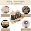 2 x Glass Coffee Canister Set with Shelf & Spoon 2 Piece Coffee Containers for Coffee Bean Storage Airtight Seal, Coffee Bar Accessories Filter Holder for Kitchen Organization