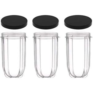 16 oz M agicBulletCups, M agic Bullet Blender Parts, 6 Piece Set - 3 Replacement Nutribullet Blender Cups with Lids, Personal Blender for Milkshakes and Smoothies
