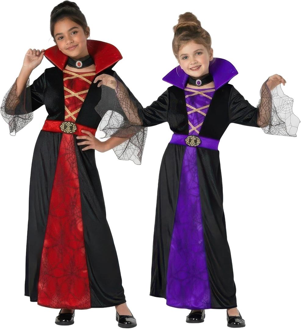 Morph Vampire Costume Kids, Vampire Costume For Girls, Girls Halloween Costumes, Kids Halloween Costumes (S, Red)