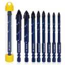 5 x Upgraded SONCHIE Serrated Masonry Drill Bit Set - 1/4 to 9/16 Inch 8-Piece Set Industrial & HouseholdDrill Bit Set for Concrete/Tile/Glass/Brick/Ceramic/Plastic/Wood (Blue Diamond 8-Pack)