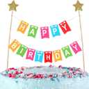 1 Set Rainbow Happy Birthday Cake Toppers Sign, Ymapinc Mini Happy Birthday Banner,Mini Cupcake Topper, Colorful Cupcake Decorations, Banner for Boys Girls Party