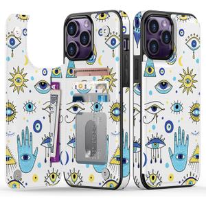 Goodon for iPhone 13 Pro Max Case Wallet - Flip Folio Leather Cover with Trendy Floral Design, 4 Card Slots & Kickstand Function, Protective Phone Case for Women and Girls - Eyes