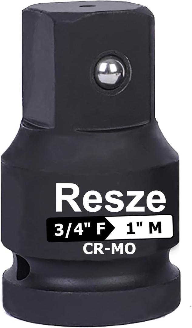Impact Socket Adapter and Reducer,3/4""to 1"" Drive Socket Adapter, Square Adapter Breaker Bar Wrench Conversion Kit Mechanic tools, Black, Resze-BB341