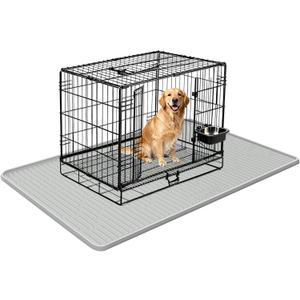 Silicone Dog Crate Mat, 24" x 24" Crate Liner for Dog Cages, Kennel Mat with Raised Edge, Washable, Waterproof, Leakproof, Protect Floors