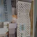 Freestanding Dog Gate Expandable Decorative Wooden Fence for Small to Medium Pet Dogs, Barrier for Stairs, Doorways, & Hallways (Lattice - White)