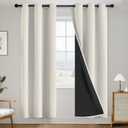 SimpleHome 100% Blackout Curtains for Bedroom,Thermal Insulated Cream Grommet Window Drapes Room Darkening Curtains for Living Room with Black Back,38 x 72 Inch,2 Panels