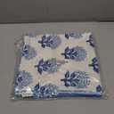 Blue Block Print Marigold 22x22 Throw Pillow Cover - Off-White Cushion Cover for Sofa Couch Living Room - Coastal Grandmillennial Farmhouse Decor - Babur Floral
