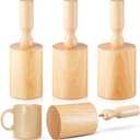 Juexica 3 Pcs Pottery Clay Molds 3 Size 3.1'', 3.4'', 3.7'' Plaster Mug Vase Tools with Removable Handle, Pottery Cup Shaping Tool Wood Slump Press Mold for DIY Ceramic Cup Mug Vase Making