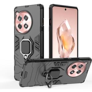 for OnePlus 12R Case, Dual Layer Protective Heavy Duty Armor Rugged [Military-Grade] Protective, Magnetic Kickstand Car Holder Phone Case Black