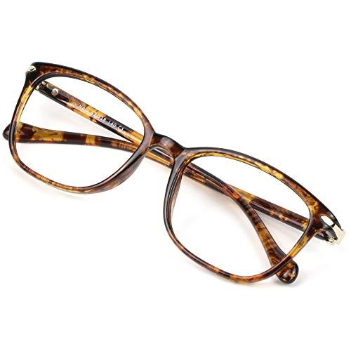 VisionGlobal Blue Light Blocking Glasses for Women Men, Square Frame Computer Reading Glasses(Tortoise,+4.50 Magnification)