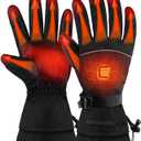 Rechargeable Heated Gloves, 3-Level Heat Settings, Waterproof Touchscreen Winter Gloves for Skiing, Cycling, Hiking (Large)
