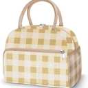 Coobiiya Corduroy Lunch Bag Lunch Box for Women Men, Cute Insulated Lunch Tote Bags Reusable LunchBox Large Capacity Cooler Bag for Work Travel Picnic