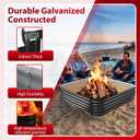 Height 16.5 Inch, Square Galvanized Steel Fire Pit for Outside, Heavy Duty Steel Fire Pit In-Ground for Backyard, Camping, Bonfire, Flower Raised Garden Bed for Garden (4x4x1.5ft)
