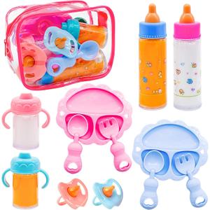 13 PCS Baby Doll Accessories Magic Bottle Set,Doll Feeding Set with Package,Pretend Play Feeding Toys for Kids,Girls,Party,Gift