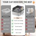 Stainless Steel Litter Box with Lid: Metal Cat Litter Box for Small Cats with Scoop, High Sided Kitty Litter Pan Tray, 17.4'' x 13.5'' x 8.5'', Non-Stick, Anti-Leakage, Easy Cleaning (Dark Gray) (Medium)