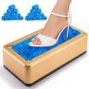 Shoe Cover Dispenser with 200 Pcs Disposable Shoe Covers Automatic Shoe Cover Dispenser Fits Size Up to 11 US Men and up for Home, Factory, Hospital Gold)