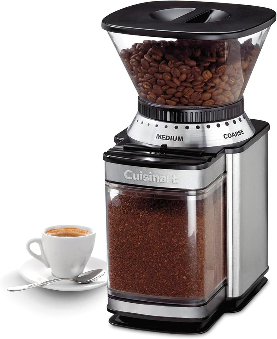 Cuisinart Coffee Grinder, Electric One-Touch Automatic Burr Coffee Grinder with 18-Position Grind Selector, Cup Size Selector for 4 18 Cups, DBM-8P1, Black Stainless