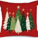 AACORS Christmas Pillow Cover 18X18 Inch Watercolor Christmas Tree Stars Decoration Holiday Farmhouse Winter Pillow Case for Sofa Couch DecorRed AA231-18