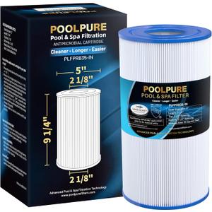 POOLPURE PRB35-IN Spa Filter Replaces Unicel C-4335, Guardian 409-219, Filbur FC-2385, 03FIL1300, 17-2482, 25393, 303557, 817-3501, R173431, 35 sq.ft, 5 X 9 Hot Tub Filter, 1 Pack