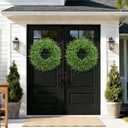 28 Inch Large Boxwoods Wreaths for Front Door Artificial Green Leaves Greenery Indoor Outdoor Wreath Home Decor Porch Window Wall Farmhouse Door Decorations Spring Summer Fall All Seasons