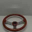 RASTP 345mm 13.5" Wood Grain Steering Wheel, Classic Nostalgia Style Racing/Golf Cart Steering Wheel with Horn Button