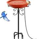 Daoeny Heated Bird Baths for Outdoors, Upgraded 100W Thermostatically Controlled Heated Bird Bath with 5-Prong Metal Base, Heated Bird Bath for Outside Winter Garden Patio Yard Lawn(Terracotta)