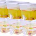 6 Pack 1.3 Gallon Fridge Drink Beverage Dispenser with Spigot, Leak-Proof Plastic Water Container Ice Juice Dispenser with Spigot for Party Daily Use